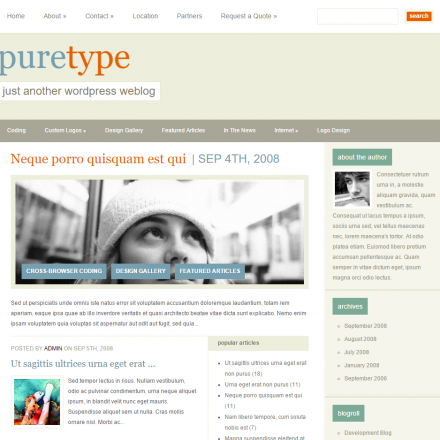 WordPress Šablona PureType