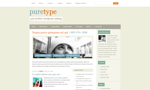 WordPress Šablona PureType