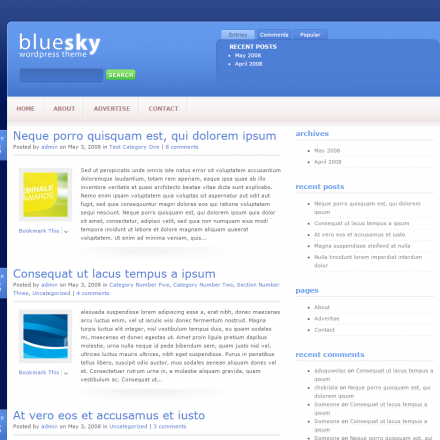 WordPress Šablona BlueSky
